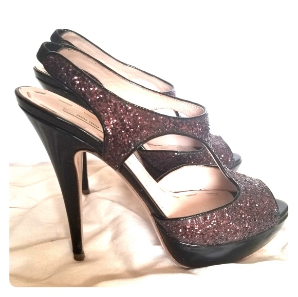 Miu Miu glitter embellished metallic sandals - Picture 4 of 6